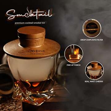 Cocktail Premium Smoker Kit by Smoktail - Premium Bourbon Smoker Kit for Crafting Exquisite Smoky Co...