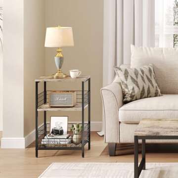 X-cosrack Side Table, Small End Table Record Player Stand with Storage, Vinyl Record Storage Night Stand for Living Room, Bedroom,Office(Patent Pending)(Brown&Black)