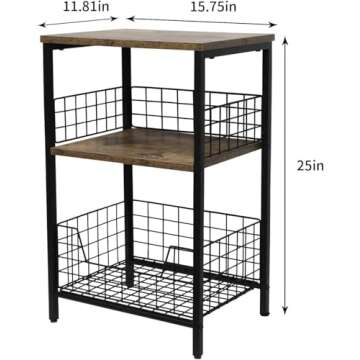 X-cosrack Side Table, Small End Table Record Player Stand with Storage, Vinyl Record Storage Night Stand for Living Room, Bedroom,Office(Patent Pending)(Brown&Black)