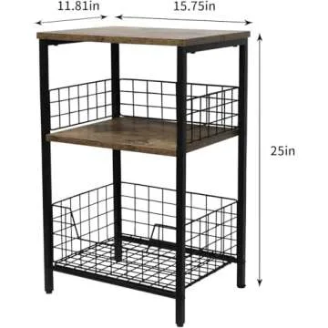 X-cosrack Side Table, Small End Table Record Player Stand with Storage, Vinyl Record Storage Night Stand for Living Room, Bedroom,Office(Patent Pending)(Brown&Black)