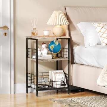 X-cosrack Side Table, Small End Table Record Player Stand with Storage, Vinyl Record Storage Night Stand for Living Room, Bedroom,Office(Patent Pending)(Brown&Black)