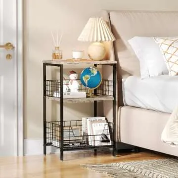 X-cosrack Side Table, Small End Table Record Player Stand with Storage, Vinyl Record Storage Night Stand for Living Room, Bedroom,Office(Patent Pending)(Brown&Black)