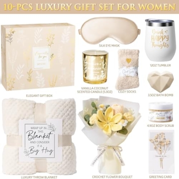 Thoughtful Self Care Package for Women: Spa Gift Set with Crochet Flowers