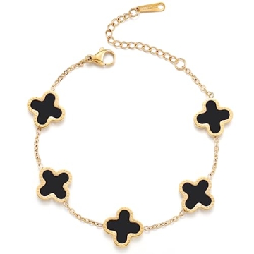 18K Gold Plated Clover Bracelet for Women - Adjustable