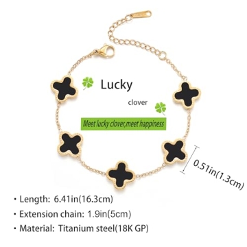 18K Gold Plated Clover Bracelet for Women - Adjustable