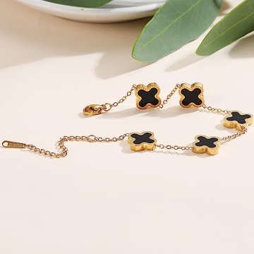 18K Gold Plated Clover Bracelet for Women - Adjustable