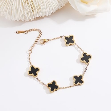 18K Gold Plated Clover Bracelet for Women - Adjustable