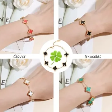 18K Gold Plated Clover Bracelet for Women - Adjustable
