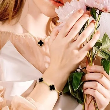 18K Gold Plated Clover Bracelet for Women - Adjustable