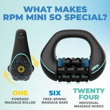 Chirp RPM Mini - Rolling Percussive Massager, Percussive Therapy, Whole Body Relief, Deep Tissue and Muscle Recovery, Percussion Massage, Rechargeable, Hands-Free Base, Powerful, 3-Speed Spin