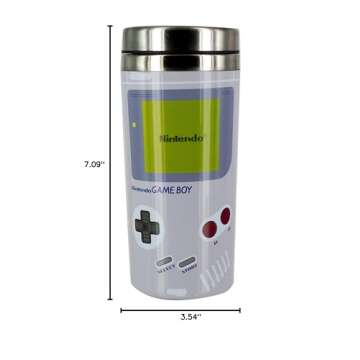 Nintendo Gameboy Travel Mug, Stainless Steel|Reuseable Commuter Cup | Insulated Coffee & Tea Flask | Easy Clean | Keeps Drinks Hot | 450ML Capacity | Spill & Leak Proof
