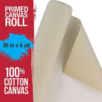 U.S. Art Supply 36" Wide x 6 Yards (18 Feet) Long Unstretched Canvas Roll - 100% Cotton, 12-Ounce Tr...