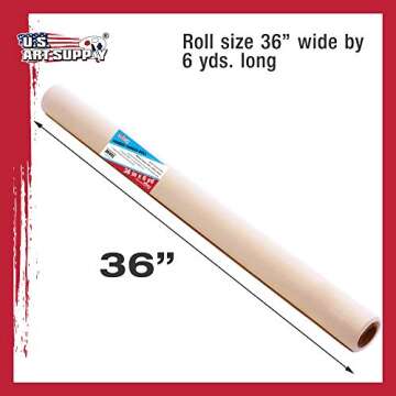 U.S. Art Supply 36" Wide x 6 Yards (18 Feet) Long Unstretched Canvas Roll - 100% Cotton, 12-Ounce Triple Primed Gesso, Acid-Free - Pro Artist Quality, Oil & Acrylic Painting, Murals Backdrop, Cut Size