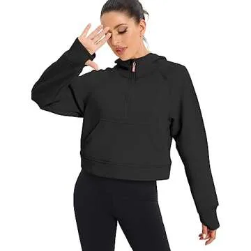 POGTMM Women's Cropped Half Zip Hoodie - Stylish Comfort