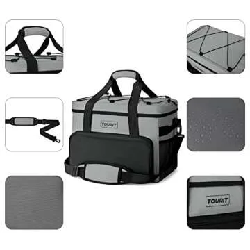 TOURIT Insulated Cooler Bag 46-Can 32L, Soft Portable Lunch Cooler for Picnic, Beach, Camping, Travel, Work, Grey