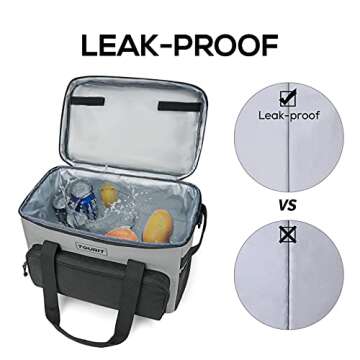 TOURIT Insulated Cooler Bag 46-Can 32L, Soft Portable Lunch Cooler for Picnic, Beach, Camping, Travel, Work, Grey