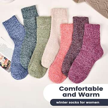 Clothirily 7 Pairs Wool Socks - Wool Socks for Women, Thick Knit Womens Wool Socks, Warm Socks for W...