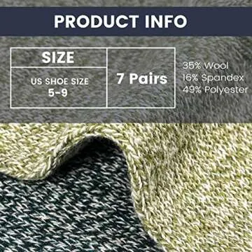 Clothirily 7 Pairs Wool Socks - Wool Socks for Women, Thick Knit Womens Wool Socks, Warm Socks for Women, Winter Crew Socks Cozy Socks Gifts socks for Women
