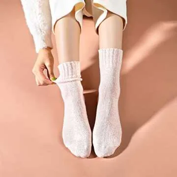 Clothirily 7 Pairs Wool Socks - Wool Socks for Women, Thick Knit Womens Wool Socks, Warm Socks for Women, Winter Crew Socks Cozy Socks Gifts socks for Women