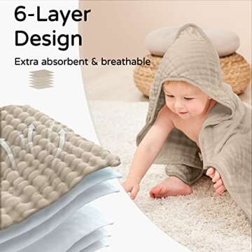 Yoofoss Hooded Baby Towels for Newborns 100% Cotton