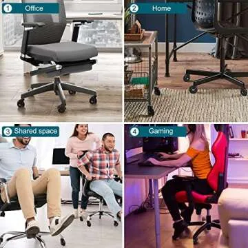 TICONN Office Chair Caster Wheels Set of 5 for Tile, Hardwood Floors and Carpets, Universal Fit for Most Chairs (Black)