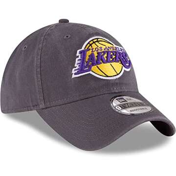 New Era NBA Core Classic 9TWENTY Graphite Charcoal Adjustable Hat Cap One Size Fits All (US, Alpha, One Size, Los Angeles Lakers Graphite)