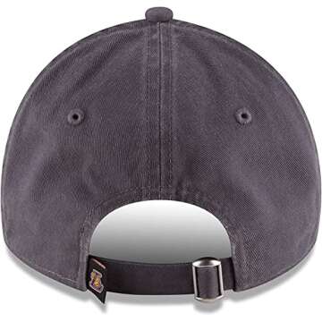 New Era NBA Core Classic 9TWENTY Graphite Charcoal Adjustable Hat Cap One Size Fits All (US, Alpha, One Size, Los Angeles Lakers Graphite)