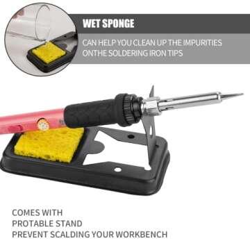 60W Soldering Iron Kit with Interchangeable Tips, Adjustable Temp
