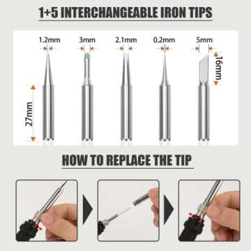 60W Soldering Iron Kit with Interchangeable Tips, Adjustable Temp