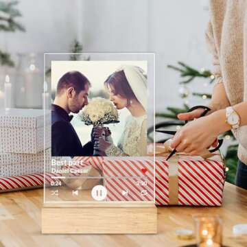 Wucidici Custom Picture Song Plaque, Personalized Photo Frame Music Plaques Gifts for Boyfriend, Cus...