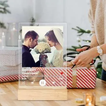 Wucidici Custom Picture Song Plaque, Personalized Photo Frame Music Plaques Gifts for Boyfriend, Cus...