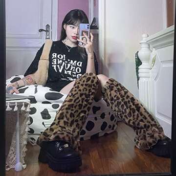 Fishjhan Faux Fur Fuzzy Leg Warmers for Women - Kawaii Style