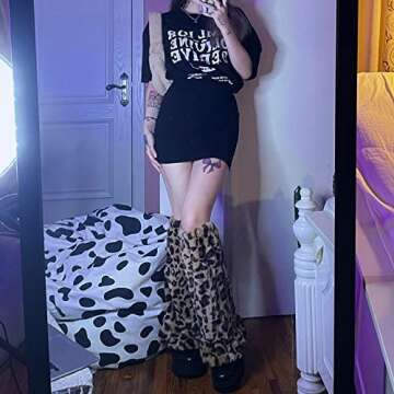 Fishjhan Faux Fur Fuzzy Leg Warmers for Women - Kawaii Style