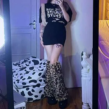 Fishjhan Faux Fur Fuzzy Leg Warmers for Women - Kawaii Style