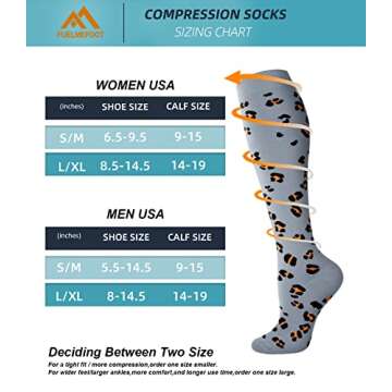 FuelMeFoot Compression Socks For Women Men 20-30 mmhg - Graduated Support Knee High Socks For Nurses, Travel, Athletic