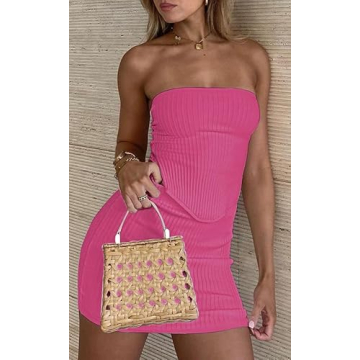 CHYRII Womens Two Piece Summer Outfits Bandeau Skirt Set