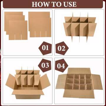CONEHOY 13 Sets Moving Box Glasses Divider Kits Cardboard dividers fit boxes about 16 x 12 x 12 inches for Kitchen Dish Packing Wine Glassware Cardboard Box Compartments Dividers (Box Not Included)