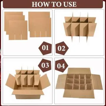 CONEHOY 13 Sets Moving Box Glasses Divider Kits Cardboard dividers fit boxes about 16 x 12 x 12 inches for Kitchen Dish Packing Wine Glassware Cardboard Box Compartments Dividers (Box Not Included)