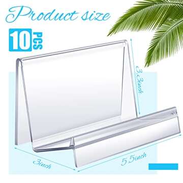 Qunclay Clear Acrylic Purse Display Stand Wallet Stand Glasses Holder and Card Holder Clutches Organizer for Bag Phone Cards Cosmetic Store Business, 5.5 x 3.3 x 3 Inches (10 Pcs)