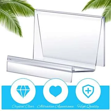 Qunclay Clear Acrylic Purse Display Stand Wallet Stand Glasses Holder and Card Holder Clutches Organizer for Bag Phone Cards Cosmetic Store Business, 5.5 x 3.3 x 3 Inches (10 Pcs)