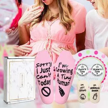 UAREHIBY New Mom Gifts, Baby Shower Gifts for Mom to Be Gift Growing a Tiny Human Mom & Baby Socks, ...