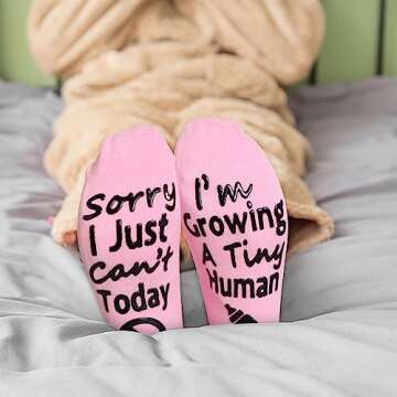 UAREHIBY New Mom Gifts, Baby Shower Gifts for Mom to Be Gift Growing a Tiny Human Mom & Baby Socks, Gifts For Pregnant Women