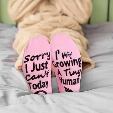 UAREHIBY New Mom Gifts, Baby Shower Gifts for Mom to Be Gift Growing a Tiny Human Mom & Baby Socks, Gifts For Pregnant Women