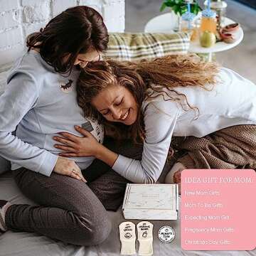 UAREHIBY New Mom Gifts, Baby Shower Gifts for Mom to Be Gift Growing a Tiny Human Mom & Baby Socks, Gifts For Pregnant Women