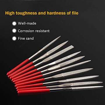 EWONICE 10Pcs Needle File Set with 1Pc Wire Cutter, Multipurpose File Tools for Soft Metal, Wood, Jewelry, Sanding, DIY, Hobby, etc