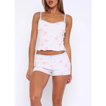 Women Y2K 2 Piece Lace Cami Shorts Set - Cute and Stylish!