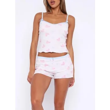 Women Y2K 2 Piece Lace Cami Shorts Set - Cute and Stylish!