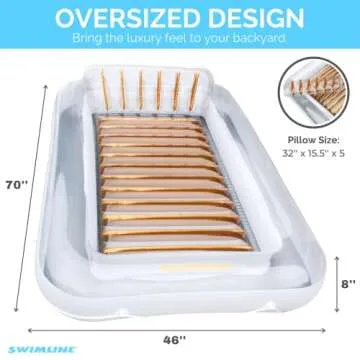 SWIMLINE ORIGINAL Suntan Tub 1-PACK Classic Inflatable Tanning Float Floating Lounge | Gold Personal Tan Pool Hybrid Lounger | Adjustable Pillow | Fill With Water | Reflective Tanning Design