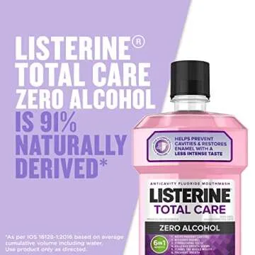 Listerine Total Care Zero Alcohol Anticavity Mouthwash, Bad Breath Treatment, Alcohol Free Mouthwash for Adults; Fresh Mint Flavor, 1 L, 2 Pack