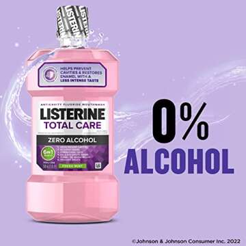Listerine Total Care Zero Alcohol Anticavity Mouthwash, Bad Breath Treatment, Alcohol Free Mouthwash for Adults; Fresh Mint Flavor, 1 L, 2 Pack
